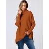 imageANRABESS Womens Oversized Turtleneck Batwing Sleeve Spilt Casual Loose Knit Tunic Pullover Sweater Tops 2025 Fall OutfitsOrange