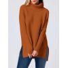 imageANRABESS Womens Oversized Turtleneck Batwing Sleeve Spilt Casual Loose Knit Tunic Pullover Sweater Tops 2025 Fall OutfitsOrange