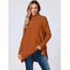 imageANRABESS Womens Oversized Turtleneck Batwing Sleeve Spilt Casual Loose Knit Tunic Pullover Sweater Tops 2025 Fall OutfitsOrange