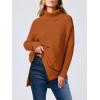 imageANRABESS Womens Oversized Turtleneck Batwing Sleeve Spilt Casual Loose Knit Tunic Pullover Sweater Tops 2025 Fall OutfitsOrange