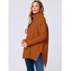 imageANRABESS Womens Oversized Turtleneck Batwing Sleeve Spilt Casual Loose Knit Tunic Pullover Sweater Tops 2025 Fall OutfitsOrange