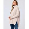 imageANRABESS Womens Oversized Turtleneck Batwing Sleeve Spilt Casual Loose Knit Tunic Pullover Sweater Tops 2025 Fall OutfitsPink