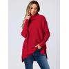 imageANRABESS Womens Oversized Turtleneck Batwing Sleeve Spilt Casual Loose Knit Tunic Pullover Sweater Tops 2025 Fall OutfitsRed