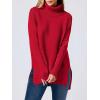 imageANRABESS Womens Oversized Turtleneck Batwing Sleeve Spilt Casual Loose Knit Tunic Pullover Sweater Tops 2025 Fall OutfitsRed