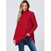 imageANRABESS Womens Oversized Turtleneck Batwing Sleeve Spilt Casual Loose Knit Tunic Pullover Sweater Tops 2025 Fall OutfitsRed