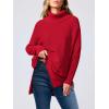 imageANRABESS Womens Oversized Turtleneck Batwing Sleeve Spilt Casual Loose Knit Tunic Pullover Sweater Tops 2025 Fall OutfitsRed