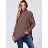 imageANRABESS Womens Oversized Turtleneck Batwing Sleeve Spilt Casual Loose Knit Tunic Pullover Sweater Tops 2025 Fall OutfitsRose