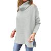imageANRABESS Womens Oversized Turtleneck Batwing Sleeve Spilt Casual Loose Knit Tunic Pullover Sweater Tops 2025 Fall OutfitsSilver