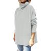 imageANRABESS Womens Oversized Turtleneck Batwing Sleeve Spilt Casual Loose Knit Tunic Pullover Sweater Tops 2025 Fall OutfitsSilver