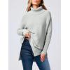 imageANRABESS Womens Oversized Turtleneck Batwing Sleeve Spilt Casual Loose Knit Tunic Pullover Sweater Tops 2025 Fall OutfitsSilver