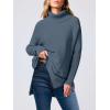 imageANRABESS Womens Oversized Turtleneck Batwing Sleeve Spilt Casual Loose Knit Tunic Pullover Sweater Tops 2025 Fall OutfitsTeal