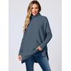 imageANRABESS Womens Oversized Turtleneck Batwing Sleeve Spilt Casual Loose Knit Tunic Pullover Sweater Tops 2025 Fall OutfitsTeal