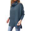 imageANRABESS Womens Oversized Turtleneck Batwing Sleeve Spilt Casual Loose Knit Tunic Pullover Sweater Tops 2025 Fall OutfitsTeal