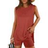 imageANRABESS Women Summer 2 Piece Outfits Sleeveless Knit Sweater Top ampamp Shorts Soft Lounge Sets Travel Beach 2025 Spring ClothesRust