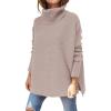 imageANRABESS Womens Oversized Turtleneck Batwing Sleeve Spilt Casual Loose Knit Tunic Pullover Sweater Tops 2025 Fall OutfitsAlmond
