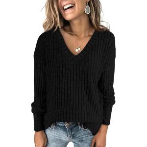 imageANRABESS Long Sleeve Shirts for Women V Neck Casual Fall Tops Loose Fit Lightweight Sweaters Tunic Fashion 2024 ClothesBlack