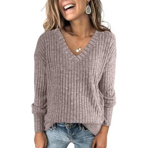 imageANRABESS Long Sleeve Shirts for Women V Neck Casual Fall Tops Loose Fit Lightweight Sweaters Tunic Fashion 2024 ClothesCoffee