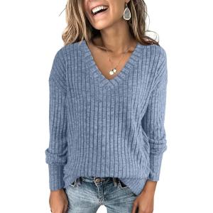 imageANRABESS Long Sleeve Shirts for Women V Neck Casual Fall Tops Loose Fit Lightweight Sweaters Tunic Fashion 2024 ClothesDark Blue