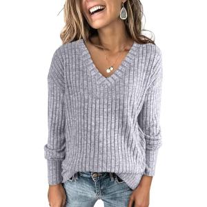 imageANRABESS Long Sleeve Shirts for Women V Neck Casual Fall Tops Loose Fit Lightweight Sweaters Tunic Fashion 2024 ClothesGrey