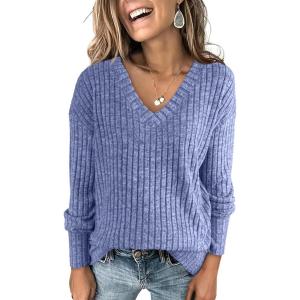 imageANRABESS Long Sleeve Shirts for Women V Neck Casual Fall Tops Loose Fit Lightweight Sweaters Tunic Fashion 2024 ClothesNavy Blue