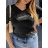 imageANRABESS Summer Tops for Women Short Sleeve V Neck Sweaters Dressy Casual Blouses Lightweight Thin Knit Fashion ShirtsBlack