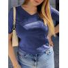 imageANRABESS Summer Tops for Women Short Sleeve V Neck Sweaters Dressy Casual Blouses Lightweight Thin Knit Fashion ShirtsDark Blue