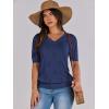imageANRABESS Summer Tops for Women Short Sleeve V Neck Sweaters Dressy Casual Blouses Lightweight Thin Knit Fashion ShirtsDark Blue