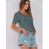 imageANRABESS Summer Tops for Women Short Sleeve V Neck Sweaters Dressy Casual Blouses Lightweight Thin Knit Fashion ShirtsGrey Green