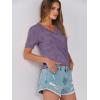imageANRABESS Summer Tops for Women Short Sleeve V Neck Sweaters Dressy Casual Blouses Lightweight Thin Knit Fashion ShirtsGrey Purple