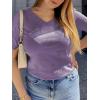 imageANRABESS Summer Tops for Women Short Sleeve V Neck Sweaters Dressy Casual Blouses Lightweight Thin Knit Fashion ShirtsGrey Purple