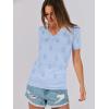 imageANRABESS Summer Tops for Women Short Sleeve V Neck Sweaters Dressy Casual Blouses Lightweight Thin Knit Fashion ShirtsLight Blue