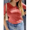 imageANRABESS Summer Tops for Women Short Sleeve V Neck Sweaters Dressy Casual Blouses Lightweight Thin Knit Fashion ShirtsOrange Red