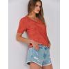 imageANRABESS Summer Tops for Women Short Sleeve V Neck Sweaters Dressy Casual Blouses Lightweight Thin Knit Fashion ShirtsOrange Red