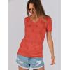 imageANRABESS Summer Tops for Women Short Sleeve V Neck Sweaters Dressy Casual Blouses Lightweight Thin Knit Fashion ShirtsOrange Red