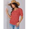 imageANRABESS Summer Tops for Women Short Sleeve V Neck Sweaters Dressy Casual Blouses Lightweight Thin Knit Fashion ShirtsOrange Red