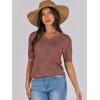 imageANRABESS Summer Tops for Women Short Sleeve V Neck Sweaters Dressy Casual Blouses Lightweight Thin Knit Fashion ShirtsRed Brown