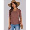 imageANRABESS Summer Tops for Women Short Sleeve V Neck Sweaters Dressy Casual Blouses Lightweight Thin Knit Fashion ShirtsRed Brown