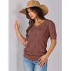 imageANRABESS Summer Tops for Women Short Sleeve V Neck Sweaters Dressy Casual Blouses Lightweight Thin Knit Fashion ShirtsRed Brown