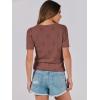 imageANRABESS Summer Tops for Women Short Sleeve V Neck Sweaters Dressy Casual Blouses Lightweight Thin Knit Fashion ShirtsRed Brown