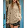 imageANRABESS Sweaters for Women Oversized Crewneck Long Sleeve Casual Loose Cable Knit Pullover Tops 2024 Fall Vintage ClothesDeep Apricot