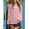 imageANRABESS Sweaters for Women Oversized Crewneck Long Sleeve Casual Loose Cable Knit Pullover Tops 2024 Fall Vintage ClothesLight Pink