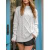 imageANRABESS Sweaters for Women Oversized Crewneck Long Sleeve Casual Loose Cable Knit Pullover Tops 2024 Fall Vintage ClothesWhite Cream