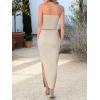 imageANRABESS Women 2 Piece Outfits Maxi Skirt Sets 2025 Summer Ribbed Knit Tube Crop Tops Sexy Bodycon Side Slit Going Out DressSolid Beige