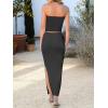 imageANRABESS Women 2 Piece Outfits Maxi Skirt Sets 2025 Summer Ribbed Knit Tube Crop Tops Sexy Bodycon Side Slit Going Out DressSolid Black