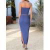 imageANRABESS Women 2 Piece Outfits Maxi Skirt Sets 2025 Summer Ribbed Knit Tube Crop Tops Sexy Bodycon Side Slit Going Out DressSolid Blue