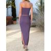 imageANRABESS Women 2 Piece Outfits Maxi Skirt Sets 2025 Summer Ribbed Knit Tube Crop Tops Sexy Bodycon Side Slit Going Out DressSolid Drak Purple