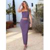 imageANRABESS Women 2 Piece Outfits Maxi Skirt Sets 2025 Summer Ribbed Knit Tube Crop Tops Sexy Bodycon Side Slit Going Out DressSolid Drak Purple