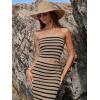 imageANRABESS Women 2 Piece Outfits Maxi Skirt Sets 2025 Summer Ribbed Knit Tube Crop Tops Sexy Bodycon Side Slit Going Out DressStriped Beige Black