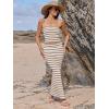 imageANRABESS Women 2 Piece Outfits Maxi Skirt Sets 2025 Summer Ribbed Knit Tube Crop Tops Sexy Bodycon Side Slit Going Out DressStriped Beige White