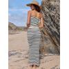 imageANRABESS Women 2 Piece Outfits Maxi Skirt Sets 2025 Summer Ribbed Knit Tube Crop Tops Sexy Bodycon Side Slit Going Out DressStriped White Black
